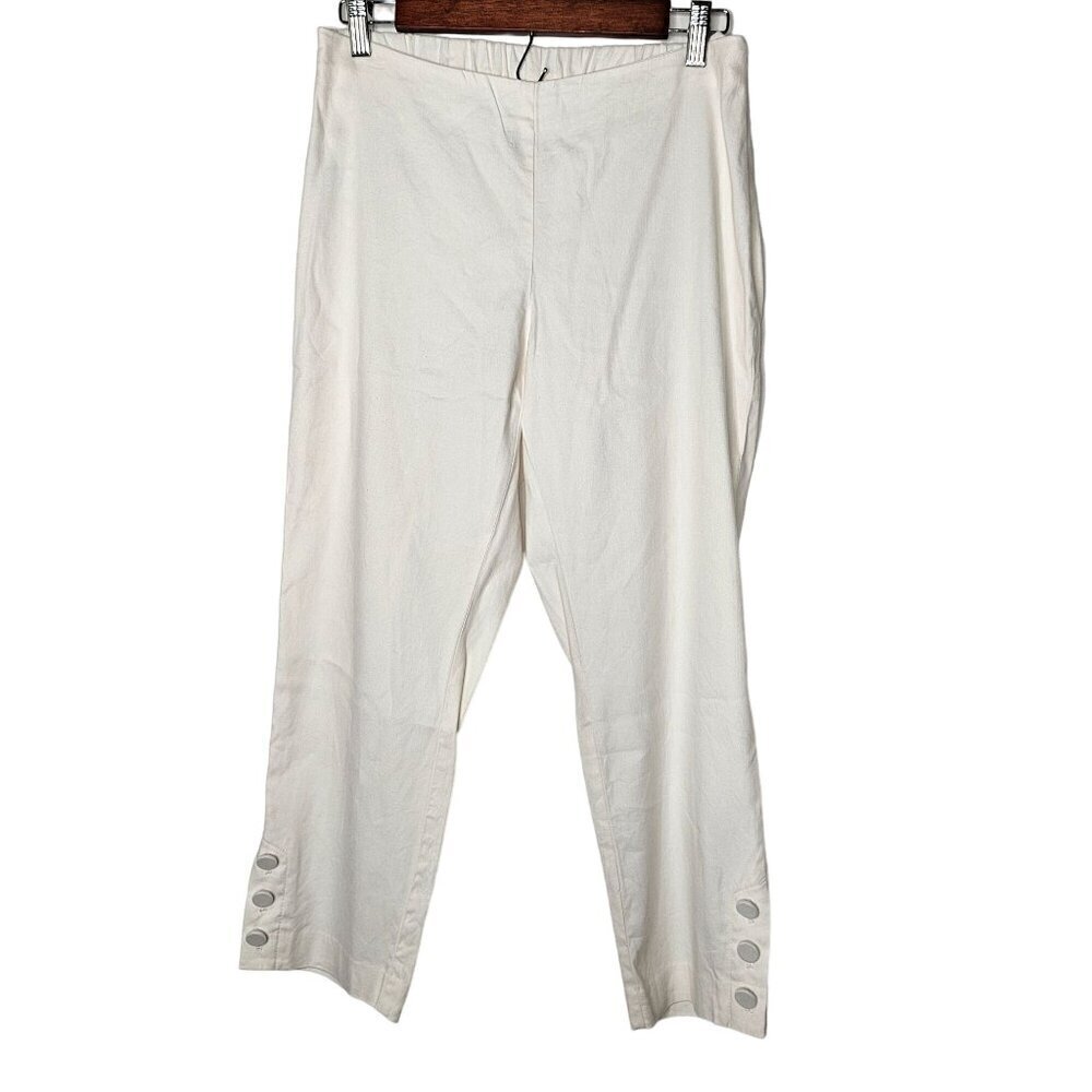J.Jill Linen Stretch Capris Pedal Pusher Pants Small Petite White